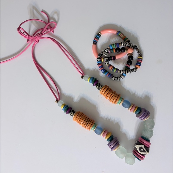 Jewelry - Colorful Beaded Necklace and Bracelet Set